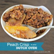 Peach Crisp baked in a Dutch Oven